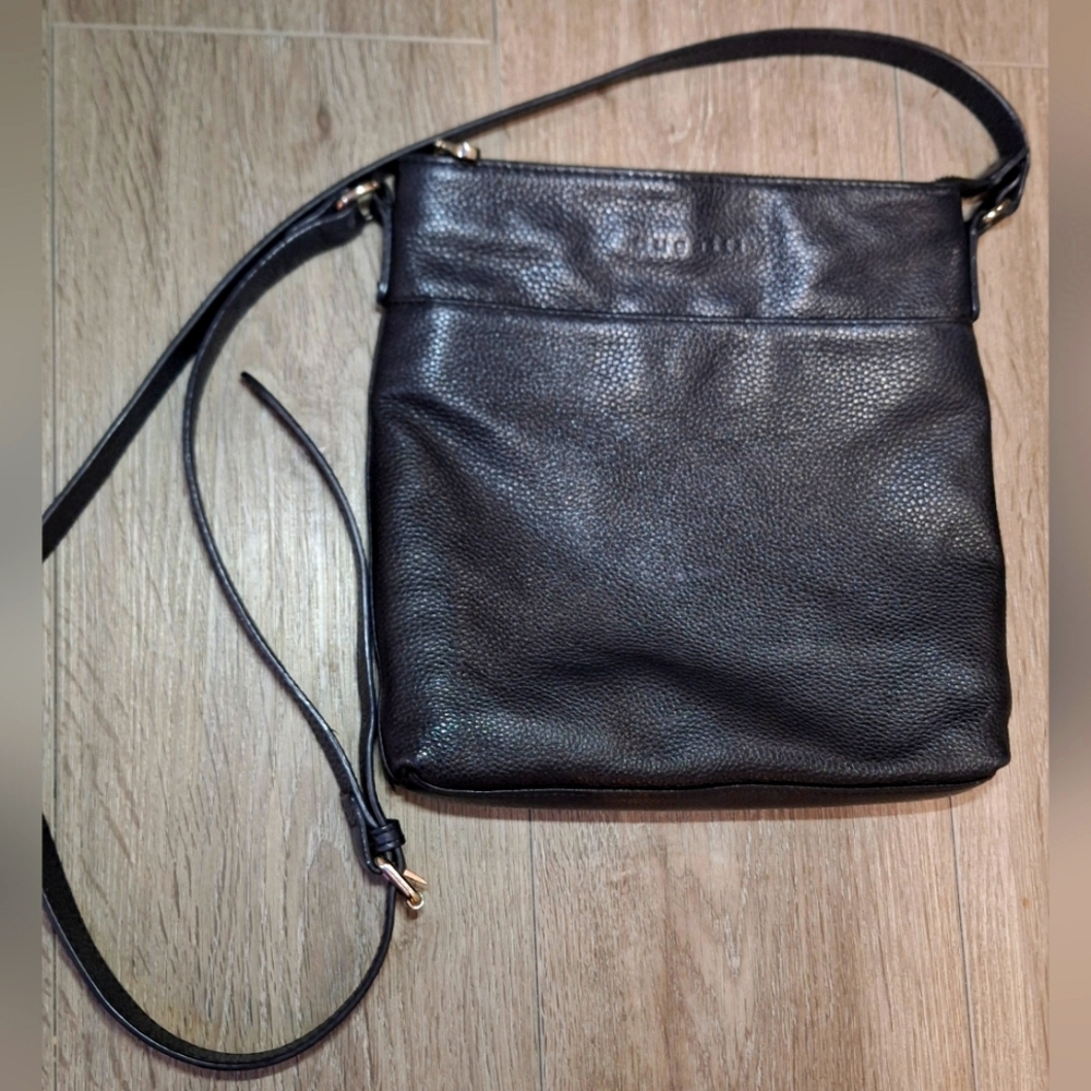 Bugatti Black Pebbled Leather Crossbody Purse Bag